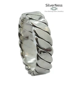 SilverNess Men's Jewellery Woven Design Ring: 925 Sterling Silver - Picture 1 of 5