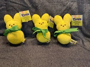NEW PEEPS Easter Rabbits Set of 3 Yellow Soft Plush With Tags 2015 - Picture 1 of 7