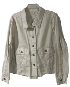 Cato Women’s Jacket Size 18/20W Cream Button-up Pockets 100%Cotton Pleated Back - Picture 1 of 17