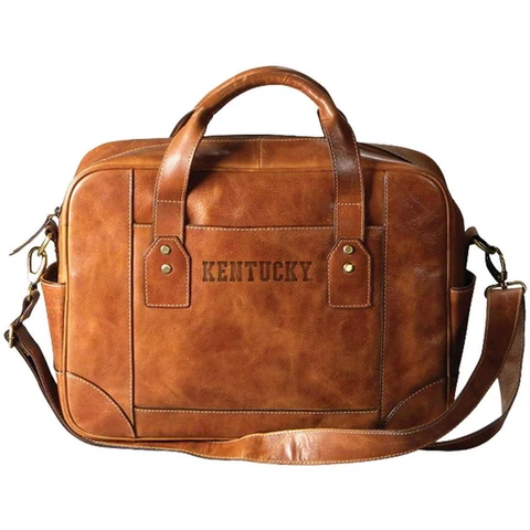 Kentucky Wildcats Buiness Case Genuine Tan Leather Cover