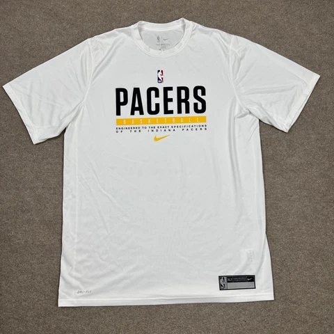 Indiana Pacers Shirt Mens Extra Large Tall XLT White Short Sleeve Warm Up NBA Cover