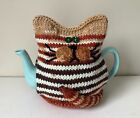 * NEW *TORTOISESHELL TABBY CAT TEA COSY  *HAND KNITTED* BROWNS LARGE  #5