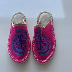 Hand Made Wool Embroidered Middle Eastern Slippers Ethnic Woman 6.5 - Picture 1 of 7