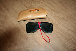 Vintage Plastic Bushnell Wrap Around Safety Sun Glasses Original Case See Pix!!