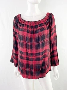 Camisa Blusa Top Franela Tela y Piedra Rojo Búfalo Cuadros Talla S - Imagen 1 de 9