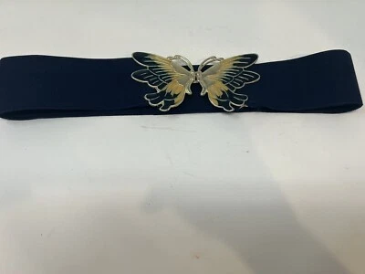 Cinturón mariposa esmaltado elástico para mujer años 70 - 80 azul oro amarillo vintage Foto 1 de 4