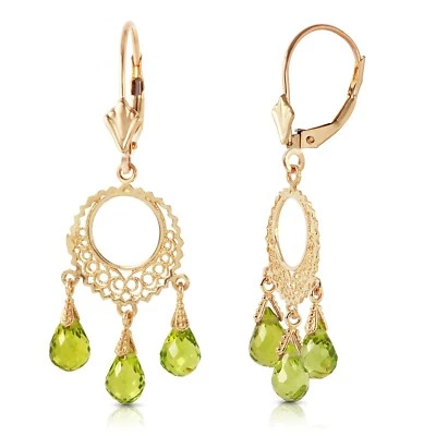 14K. SOLID GOLD CHANDELIER EARRING WITH PERIDOTS (Yellow Gold) - Image 1 of 4