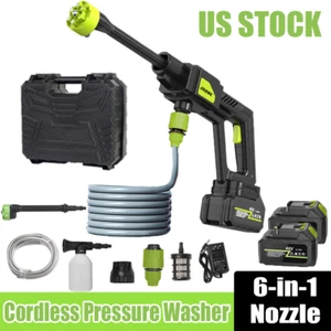 2x Battery, Cordless Electric High Pressure Washer Spray Water Gun Portable Yard - Picture 1 of 12