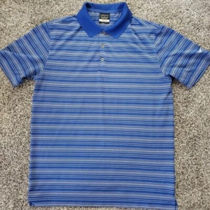 Nike Golf Poloshirt HERREN mittelblau-weiß gestreift Dri-Fit Kurzarm - Bild 1 von 11