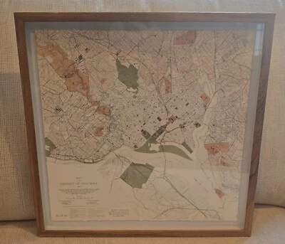 1901 Framed Map of District of Columbia Washington 17" x 17" Good Reproduction - Image 1 of 4