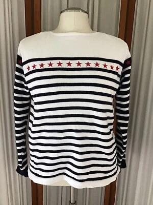 Suéter Jason Maxwell Estrellas Náuticas Rayas Tejido Para Mujer Talla L Vela Costera Foto 1 de 4