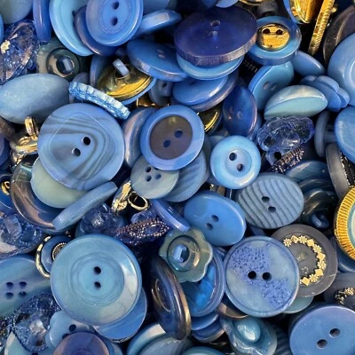 Mixed Lot Dyed BLUE Premium Buttons All Sizes For Embellishments - Image 1 of 3