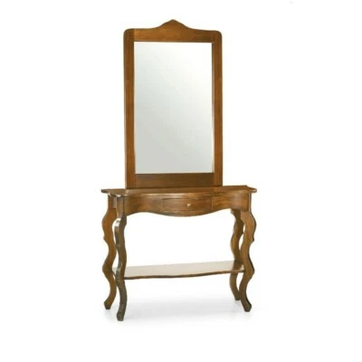 Mobile Theshold Console Table With Mirror Walnut Dark Art Povera Classic - Image 1 of 4