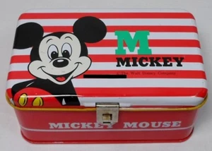 DISNEY VTG 70's MICKEY MOUSE RED TIN COIN BANK BOX BY "MELODY" TAIWAN - Picture 1 of 12
