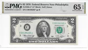 1976* Philadelphia* $2 FRN Star Note (C* Block) PMG 65 EPQ Gem Uncirculated - Picture 1 of 2