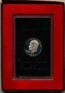 1971 S Eisenhower Proof Dollar Uncirculated Mint State 40% Silver - Brown box - Picture 1 of 2