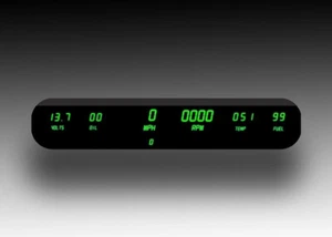 Universal Digital 6 Gauge Green LED DP10002G Speedo Tach Volts Oil Temp Fuel USA - Picture 1 of 7