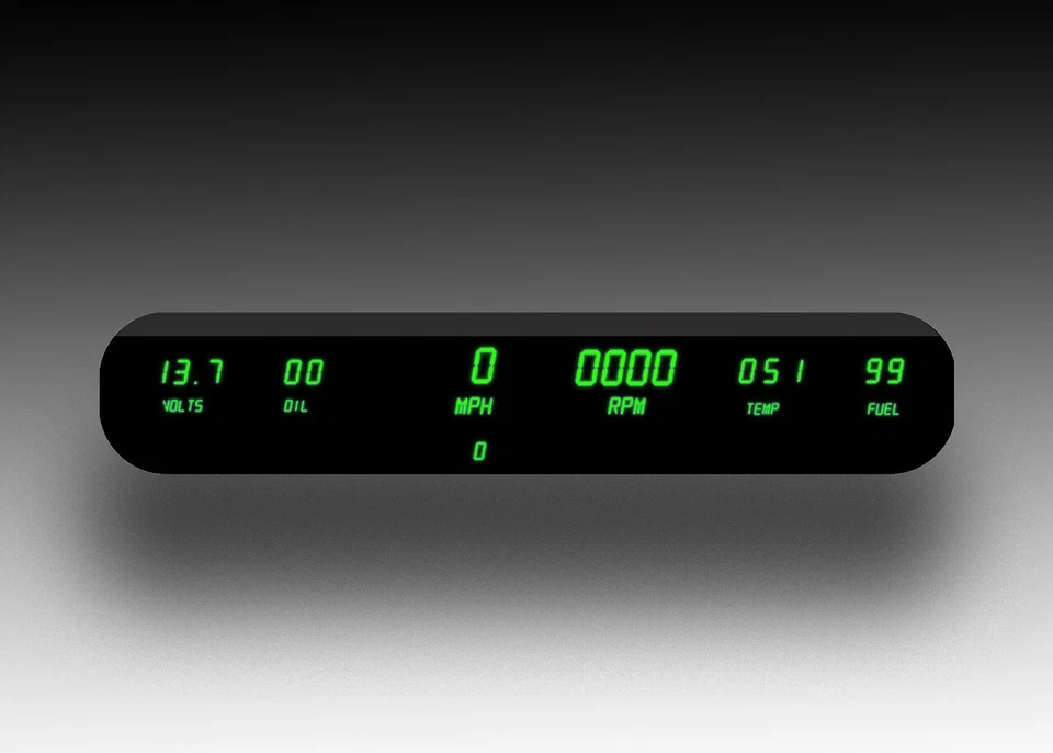 Intellitronix 6 Gauge Digital Dash Panel Green LEDs With Tach Universal Kit