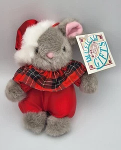 San Francisco Music Box Co Vintage Christmas Musical Plush Mouse Jingle Bells - Picture 1 of 12