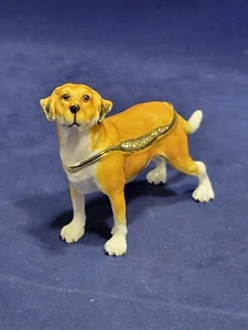 Klassische handbemalte Labrador Retriever Schmuckschatulle - emaillierte Metall Hundefigur - Bild 1 von 18