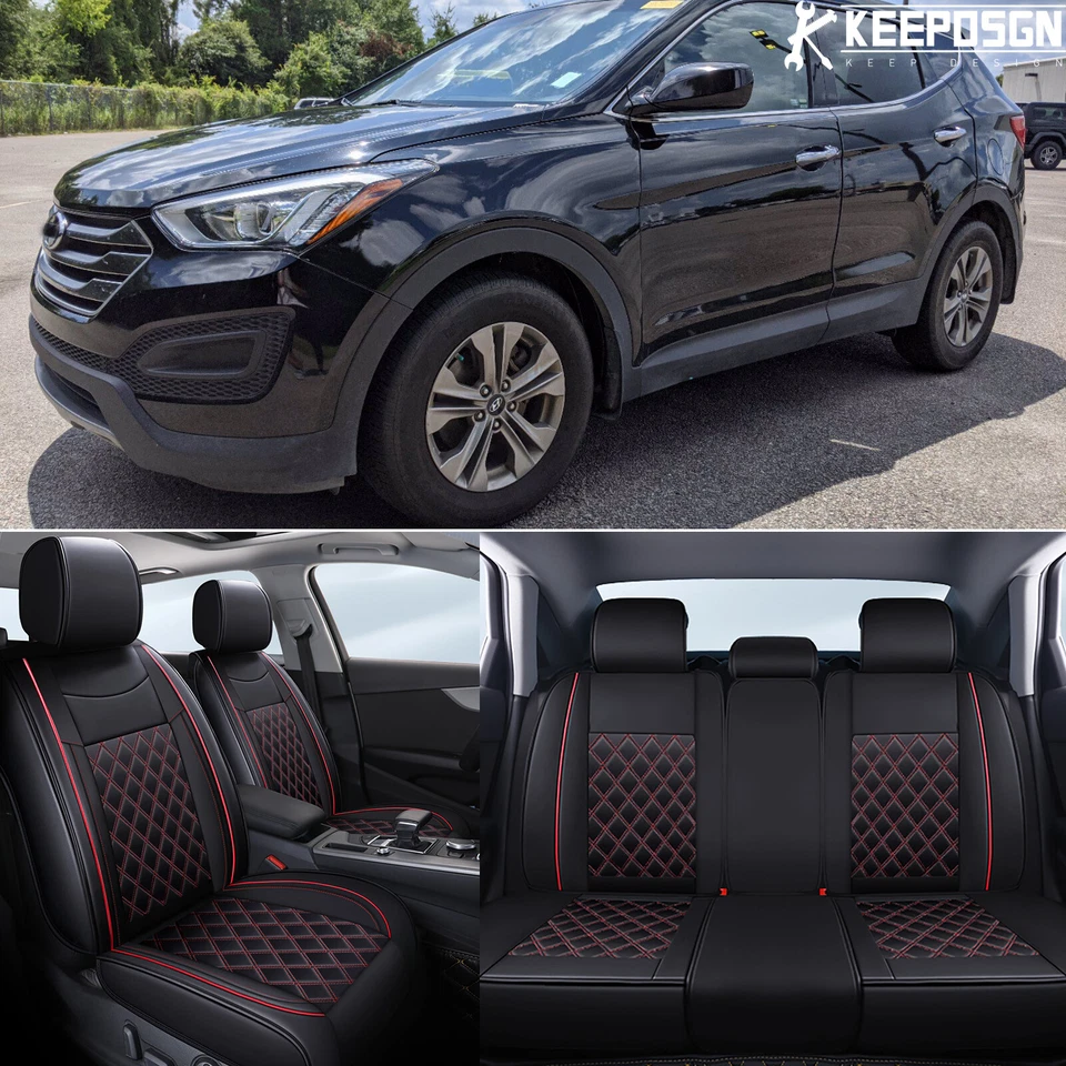 Juego completo de funda de asiento de auto deportiva de lujo para Hyundai Santa Fe cojín de cuero PU Foto 1 de 4