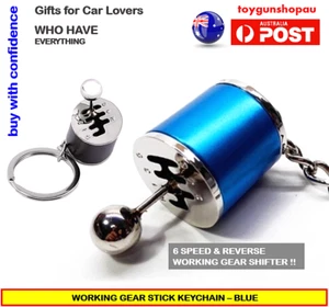 Metal Gear Shifter Keychain Men's 6-Speed Gear Stick Car Part Keyring Gift BLU - Picture 1 of 12
