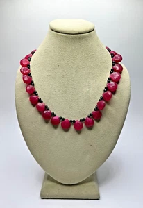 CT39. Red Ruby Faceted Teardrop Beaded Collar Necklace - Picture 1 of 7