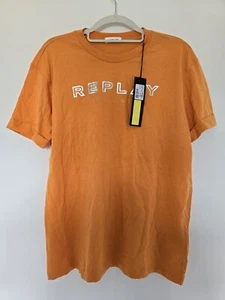 Replay T-shirt Womens Size Small Orange Off Grid Reflect Logo Short Sleeve - Picture 1 of 5