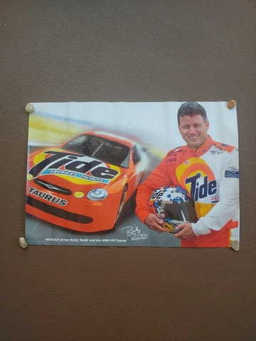 Vtg 1990s NASCAR Ricky Rudd Tide 27 X 18.5"  poster Cover