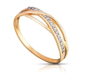 14ct Gold Wedding Band Ring with Diamonds - Picture 1 of 2