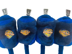 WB 4pcs Golf Plush Club Head Covers Warner Brothers Logo Blue Fresh X,1,3,5 Xlnt - Picture 1 of 3