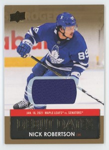 2021-22 Upper Deck Debut Dates Jersey Nick Robertson #DD-15