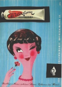 Póster original vintage WELLAFORM CUIDADO DEL CABELLO BELLEZA c.1950 - Imagen 1 de 1