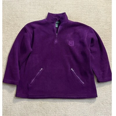 Pullover polar Lauren Ralph Lauren cuarto cremallera bolsillos púrpura L Foto 1 de 4