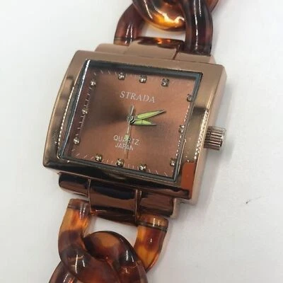 Precioso reloj de pulsera ámbar/oro enlazado por Strada. Cristales en la cara Foto 1 de 4