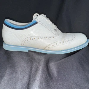 Scarpe da golf G/Fore donna bianche blu pelle senza punte G4LS21EF08 taglia 8 - Foto 1 di 10
