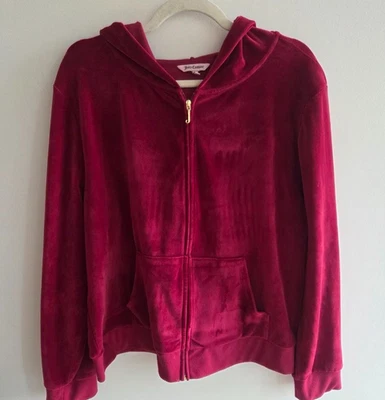 ВЕЛЮРОВАЯ ТОЛСТОВКА С КАПЮШОНОМ JUICY COUTURE НА МОЛНИИ XXL - Изображение 1 из 4
