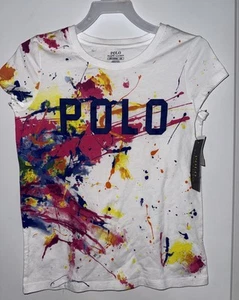 New W/Tags Polo Ralph Lauren Spatter T-Shirt Girls Size 6/6X - Picture 1 of 7