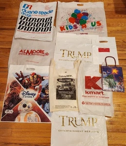 Vintage Store Logo Plastic Shopping Bags Lot of 10 Y2K 90's 80's  - Picture 1 of 5