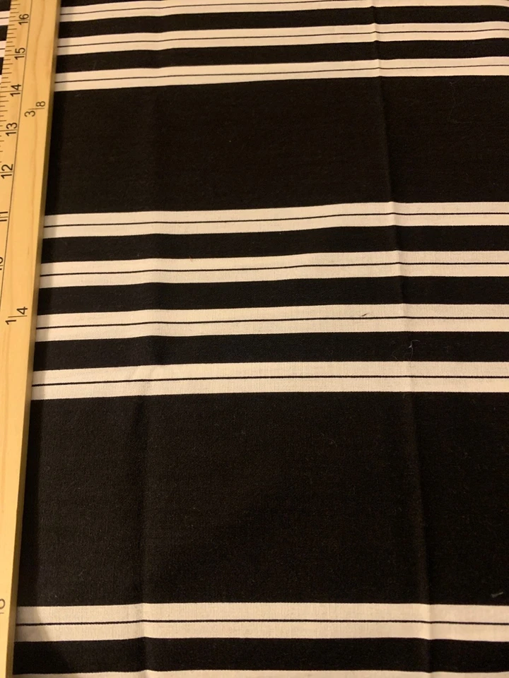 Cranston Black & White Striped Cotton Fabric 1/4 yard x 44" Sewing Craft Project - Image 1 of 4