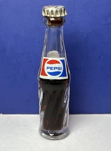 Vintage Pepsi 3" Mini Glass Pepsi Bottle w/ Metal Cap Sealed - Picture 1 of 8
