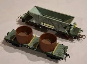 Jouef HO scale Hopper Wagon + Flat Bed Vats Car Model Railway Train Carriages - Picture 1 of 8