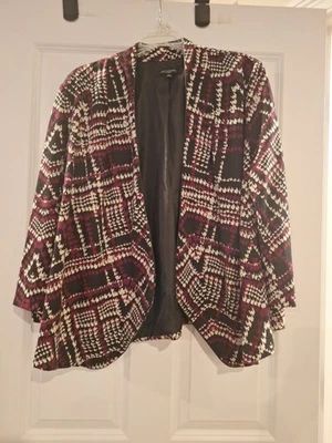 Women's Notations Black White Marroon Lightweight Jacket. Sz 2x - Image 1 of 4