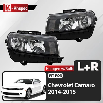 For 2014-2015 Chevrolet Camaro Halogen Headlight w/ Bulb Chrome Right+Left Pair Foto 1 de 4