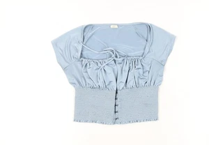 Urban Outfitters Damen Bluse Blau Cropped M Kurzarm - Bild 1 von 12