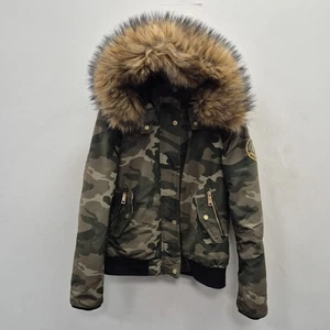 Holland Cooper Cortina Puffer Down Green Camouflage Hooded Jacket Coat Size XXL - Picture 1 of 8