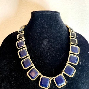 Kate Spade Frame of Mind Necklace Graduated Cobalt Blue Black Long Gold Tone - Picture 1 of 8