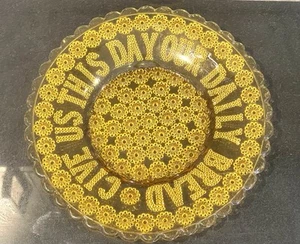 Give Us This Day Our Daily Bread, Early George Davidson Amber Glass Plate 1886 - Picture 1 of 8