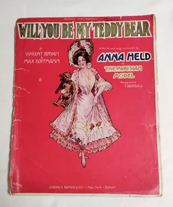 WILL YOU BE MY TEDDY BEAR 1907 "Modella parigina" Anna Held #1 Spartiti Vintage - Foto 1 di 8