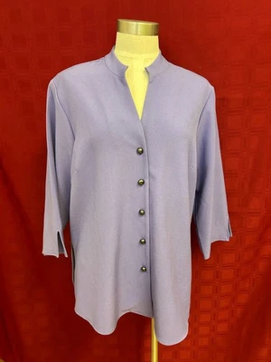 Susan Graver Liquid Knit Button Front Blazer Jacket Lavender Sz Large Career - Image 1 of 4